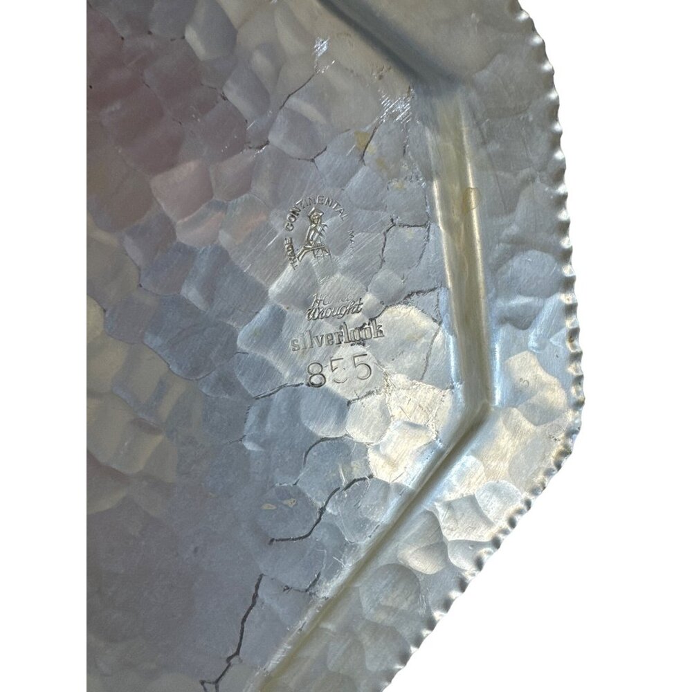 Trade Continental Rose floral hand wrought 855 silver look tray SKU 3712 - Picture 3 of 9